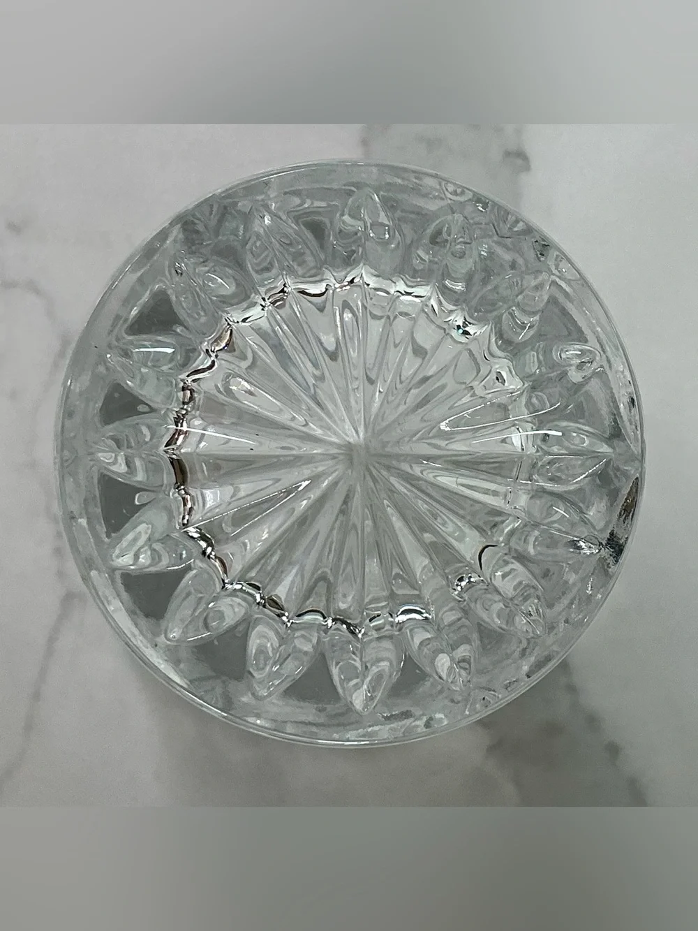 Vintage Thick Lead Crystal Cut Glass Vase Pinwheel Starburst Flared Scallop 7”
